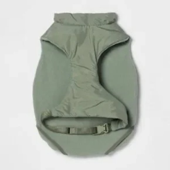 R18. DOG PUFFER JACKET with Buckle - Olive Green - Boots & Barkley LARGE NEW - Picture 2 of 3